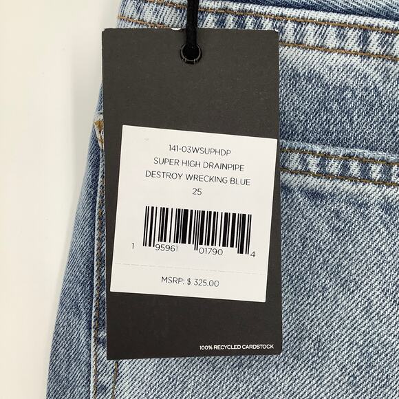 NEW! RE/DONE Super High Drainpipe Size 25 Destroy Wrecking Blue $325 msrp G17-14 - Picture 6 of 9